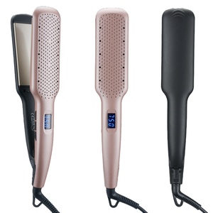 Plancha de Pelo Profesional para Salón, Alisador de Cabello Eléctrico con Pantalla LCD, Calentamiento Rápido, Herramienta de Peinado para Cabello Húmedo/Seco, Uso en Hoteles, Ajustable - Product Image 1