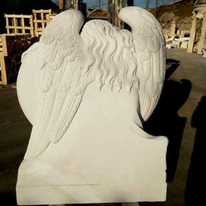 Mármol blanco natural en forma de corazón, Ángel, tombstone, tallado de monumentos