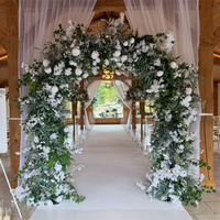 Arche décorative HK-UFA037 avec fleurs artificielles, roses et hortensias, couleur bordeaux, pour mariage.