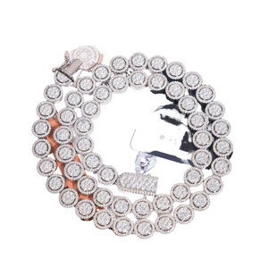 Collar de Cadena Cuadrada con Trébol de Cuatro Hojas, Chapado en Oro Blanco, con Moissanita y Plata de Ley 925 de 8mm, Diseño de Moda para Mujer - Product Image 4