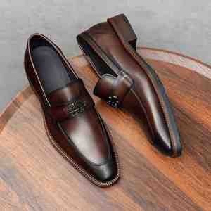 Nuevos Zapatos Casuales de Hombre, Estilo Británico, de Piel Genuina Hechos a Mano, Transpirables y Versátiles, Tipo Mocasines - Product Image 1