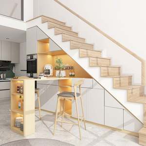 Modern Minimalist European <b>Sideboard</b> Solid Wood Smooth Finish Eco-Friendly Soft Closing Drawers Open Storage Compartments Tidy - Product Image 4