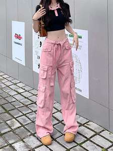Nouveau Style Street Wear Low Draw Cord Taille Pantalon Baggy Cargo Parachute Pantalon Casual Femmes Pantalon - Product Image 3