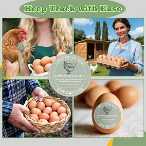 500 Pcs 2 Inch Farm Fresh Egg Carton <b>Stickers</b> Date Blank Self Adhesive Labels For Unwashed Chicken Egg Packaging - Product Image 6