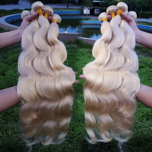 Extensions de cheveux vierges brésiliens de 32 pouces, blond 613, double trame, cheveux raides, blond miel, style bouclé, mèches de cheveux pour tissage - Product Image 2