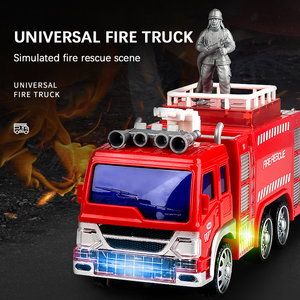 Fabbrica diretta elettrica <span class=keywords><strong>camion</strong></span> <span class=keywords><strong>dei</strong></span> <span class=keywords><strong>pompieri</strong></span> giocattoli rotazione 360 ° di sollevamento automatico Bump and Go 4D luci & musica veicolo universale per i bambini - Product Image 5