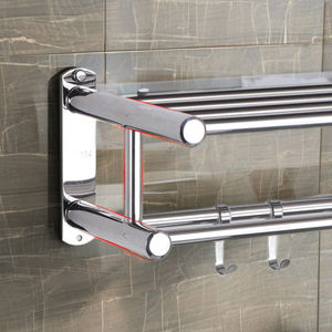 Hochwertiger Moderner Edelstahl Langlebiger Handtuchhalter für Badezimmer Bohrerfreier 2-Schichtiger Wandmontierter Organizer - Product Image 4