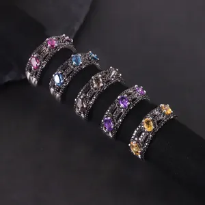 W0386 High-End Jewelry Designer Collection Natural Gemstone Sterling Silver Latest Artificial Finger Ring Designs for Girls