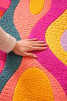 Hand-Tufted Wool Rug: Modern Multicolor Stone Abstract Livingroom Contemporary Italian Carpet