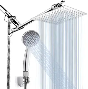 Pommeau de <span class=keywords><strong>douche</strong></span> pluie haute pression de 8 pouces Combo de <span class=keywords><strong>douche</strong></span> à main avec bras <span class=keywords><strong>d</strong></span>'extension de 11 pouces <span class=keywords><strong>Angle</strong></span> de hauteur réglable - Product Image 1