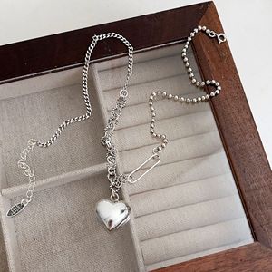 S925 Sterling Silver <b>Heart</b> Necklace For Women Korean Style <b>Sweet</b> Cool Collarbone Sweater Chain Gift Jewelry - Product Image 1
