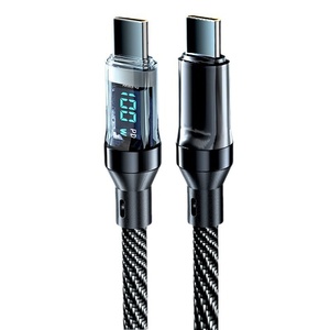 Câble de données d'affichage numérique en nylon transparent 100W PD charge rapide Compatible pour <span class=keywords><strong>Apple</strong></span> pour Samsung OnePlus pour Xiaomi Type-C Ea - Product Image 1