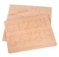 लकड़ी के शैक्षिक पत्र आकार प्राकृतिक एबीसी सीखने डबल साइड वर्णमाला बच्चा के लिए अनुरेखण बोर्ड