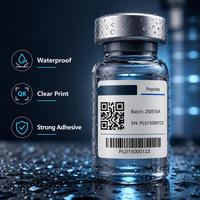Etiquetas de péptidos con código QR personalizado, pegatinas impermeables para viales, para empaques de botellas pequeñas, impresión de código de barras y número de lote, OEM