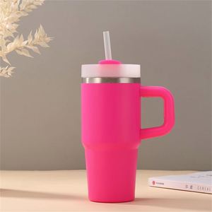 Gobelet de voyage isotherme 14oz en acier inoxydable à double paroi sous vide, avec poignée de voiture, couvercle, paille et base antidérapante - Product Image 1