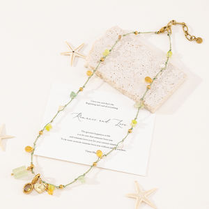 Collar Estilo Playa Verano 2026 con Piedra Natural Degradada Amarillo-Verde, Colgante Multielementos, Gargantilla Bohemia - Product Image 4