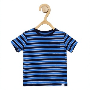 RIOLEAF Custom Kids O-Neck Striped <b>Pocket</b> Short Sleeve Soft Cotton Eco-Friendly 180g Casual Summer <b>T</b>-<b>Shirt</b> - Product Image 1