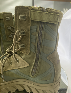 Bottes tactiques montantes vert olive DFA120 avec fermeture éclair latérale, tige en daim et nylon, semelle extérieure robuste à profondeur de grip, pour homme, pour activités de combat et de terrain en extérieur - Product Image 6
