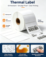 Label Thermal Perekat Sendiri Ukuran Kustom Tahan Air Gulungan Label Thermal untuk Printer Barcode Kertas Label Thermal