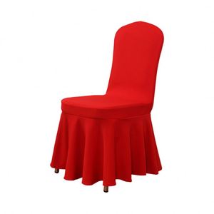 Nouvel ensemble de housses de chaise de salle à manger 2023, couleur rouge, jupe extensible, housse de chaise de banquet pour hôtel - Product Image 1