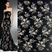 Tissu africain en velours pour l'automne et l'hiver, design floral 3D, broderie de perles et de paillettes, pour robe de mariée, abaya, kaftan