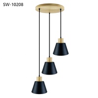Lampe suspendue en bois de style nordique, luminaires en fer pour salle à manger, cuisine moderne, îlot, salon, chambre à coucher, lampe suspendue en bois antique