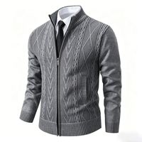 Cardigan pour homme à col montant, doublé polaire, épais, chaud pour l'hiver, en tricot, style décontracté, nouveau modèle, logo personnalisé, vente en gros OEM