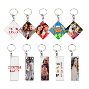 Porte-clés en acrylique personnalisé avec impression UV, forme rectangulaire diamant, double face, logo personnalisé, photo, pendentif de sac, cadeau en gros - Product Image 1