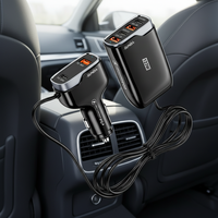 Chargeur de voiture multi-ports 123W, charge rapide PD 45W QC 18W USB C Type C avec câble pour smartphone