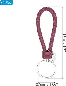 Handmade Braided Leather Cord Keychain Stainless Steel Key <b>Ring</b> Wristlet Lanyard for Car Fashion Designer Accessories Men Women - Product Image 2