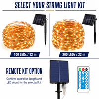 Guirlandes lumineuses solaires en fil de cuivre 100 LED 12m ou 200 LED 22m pour la décoration extérieure du jardin et du patio