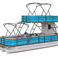 Canapé de luxe 9m 30 pieds en aluminium pour yacht à deux étages à vendre bateau ponton Tritoon avec moteur hors-bord