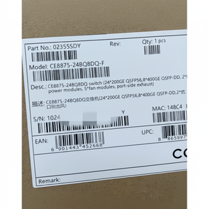 Conmutador de alimentación 24 * 200GE QSFP56 8 * 400GE, 2 * módulos de alimentación de CA, 5 * módulos de ventilador, interruptores empresariales 02355SDX - Product Image 1