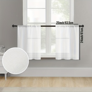 2 Pcs/Set Rideaux de cuisine semi-transparents en lin texturé Rideaux de café à étages Boho Farmhouse Rideaux courts <span class=keywords><strong>pour</strong></span> <span class=keywords><strong>chambre</strong></span> à coucher salon - Product Image 1