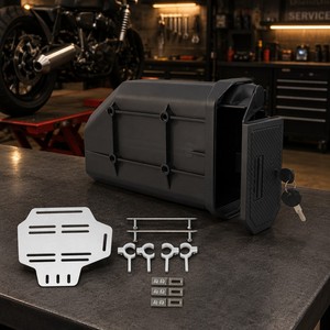 Caja de Herramientas Lateral para Motocicleta, Caja de Almacenamiento de ABS y Aluminio, Impermeable y con Cerradura, para CFMOTO 800MT 800MT-<span class=keywords><strong>X</strong></span> <span class=keywords><strong>ADV</strong></span> <span class=keywords><strong>Adventure</strong></span> Touring, Negra - Product Image 2
