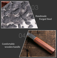 Couteau à découper professionnel de style japonais, 7,5 pouces, couteau à viande de haute qualité, lame forgée martelée avec manche en bois de santal rouge