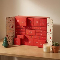 Calendrier de l'Avent de Noël avec tiroirs, boîte cadeau en carton gris, impression personnalisée pour emballage cadeau, vente en gros