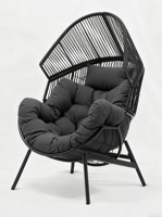 Sedia da Giardino Moderna in Rattan Sintetico con Telaio in Acciaio, Resistente alle Intemperie