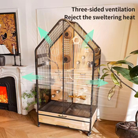 Perroquet De Luxe Villa Cage À Oiseaux Grand Espace Mobile En Bois Massif Fer Verre Moderne Carré Motif En Plastique Métal Niché Maison D'oiseau