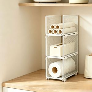 Étagère de rangement de cuisine à 3 niveaux en métal, organiseur de bureau pour essuie-tout, film alimentaire, rangement pour armoire de cuisine - Product Image 4