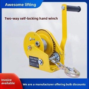 Hand-operated Two-way Self-locking Small Portable Winch Manual Traction <strong>Hoist</strong> with Steel Wire Rope Yellow Winch Crane - Product Image 2