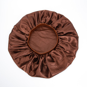 Bonnet de nuit en satin marron 40,6 cm à large bord élastique pour les soins capillaires à domicile - Product Image 2