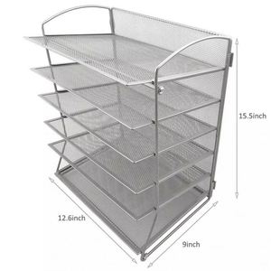 Office and Home 6 Tier Paper Letter Tray Organizer Mesh <b>Desktop</b> File Organizer Paper Sorter Letter <b>Shelf</b> Rack - Product Image 4