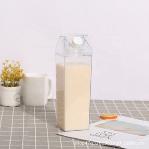Wholesale Portable Reusable 17 oz 34 Plastic Square <b>Water</b> Bottle Milk Carton for Picnic - Product Image 2