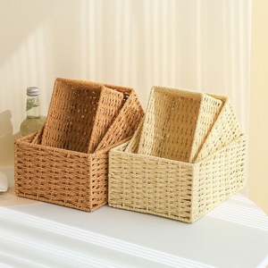 Wholesale Handle Drawer Type <strong>Storage</strong> Basket Desktop <strong>Remote</strong> <strong>Control</strong> <strong>Storage</strong> Box Rattan Cosmetics Organizer Woven <strong>Storage</strong> Baskets - Product Image 4