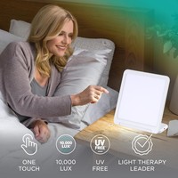 Lampe de luminothérapie LED rechargeable 10000 Lux avec variateur d'intensité, minuterie et contrôle tactile, lumière du jour pour l'amélioration de l'humeur saisonnière et un regain d'énergie