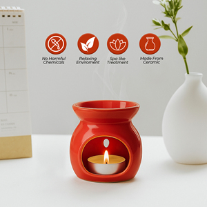 Rose Ceramic Fragrance Oil Diffuser <b>Gift</b> <b>Set</b> with Tealight <b>Candle</b> OEM Aromatherapy Home Decor and Scent Collection - Product Image 1