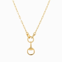 Collar Ecuestre Chapado en Oro de 18K con Hebilla de Herradura y Brida, Certificado CE Rohs, para Mujer, Regalo de Joyería Ecuestre