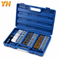Kit de brosses industrielles à tige hexagonale de 38 pièces, compatible perceuse 1/4 pouce, avec brosse métallique, tige d'extension, poignée et étui de rangement pour le perçage