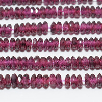 Tranche de grenat rhodolite naturel facettée, forme rondelle, 2,8 mm, épaisseur environ 1,2 mm